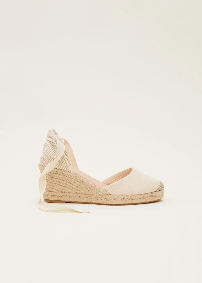 Women Phase Eight Heels Plain Tie Strap Espadrille Cream