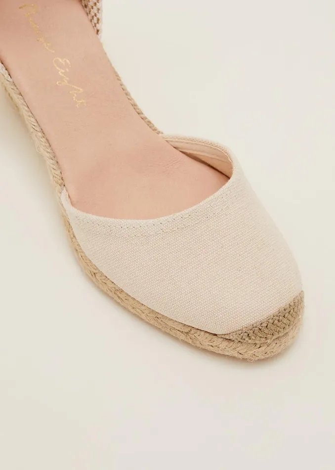 Women Phase Eight Heels Plain Tie Strap Espadrille Cream