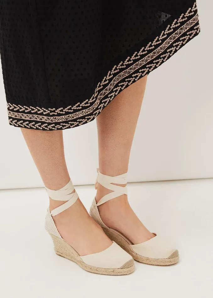 Women Phase Eight Heels Plain Tie Strap Espadrille Cream