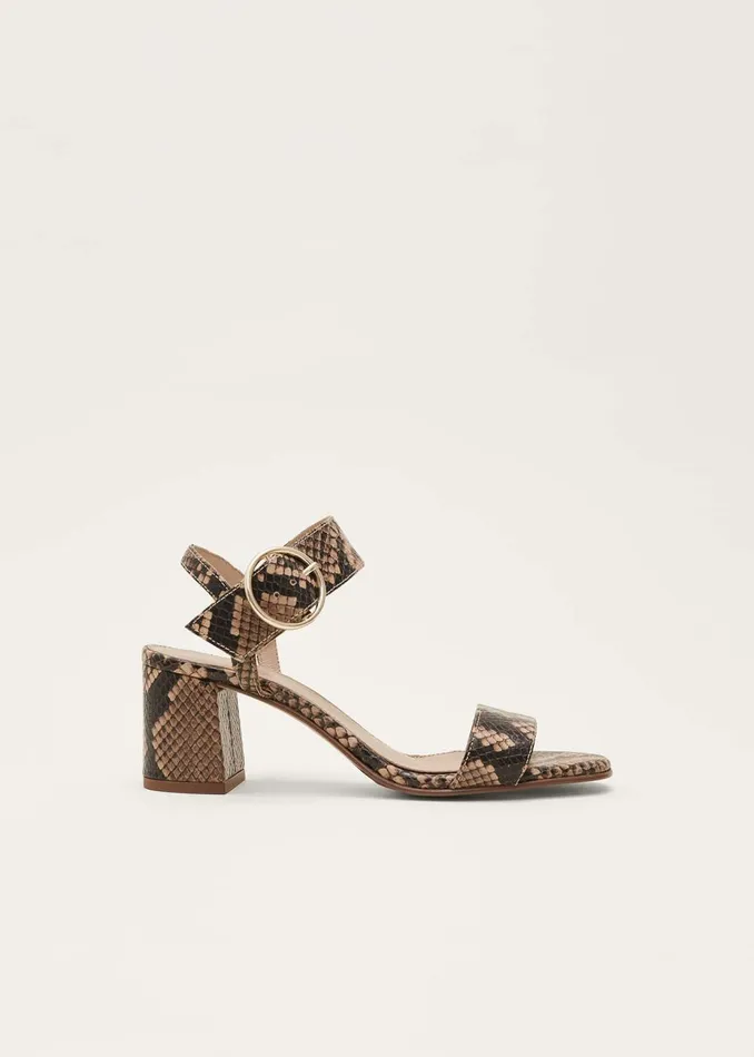 Women Phase Eight Heels Snake Skin Leather Buckle Sandals Snake
