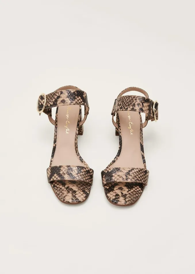 Women Phase Eight Heels Snake Skin Leather Buckle Sandals Snake