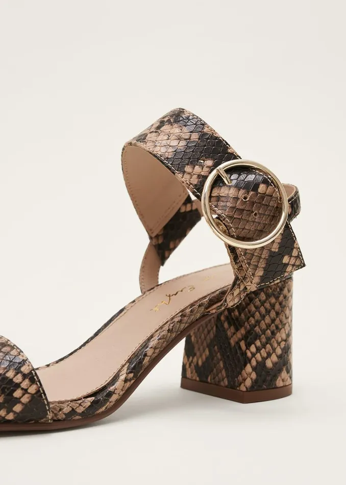 Women Phase Eight Heels Snake Skin Leather Buckle Sandals Snake