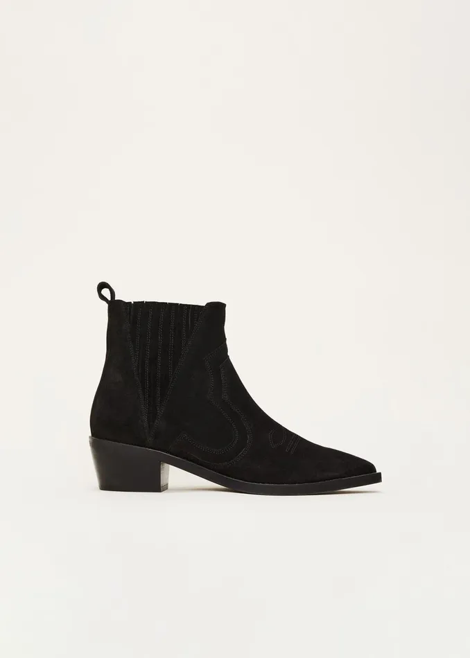 Women Phase Eight Heels Stitch Detail Suede Ankle Boot Black
