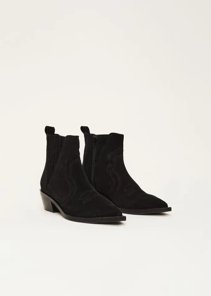 Women Phase Eight Heels Stitch Detail Suede Ankle Boot Black