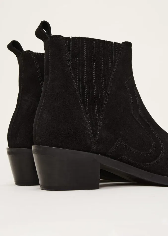Women Phase Eight Heels Stitch Detail Suede Ankle Boot Black