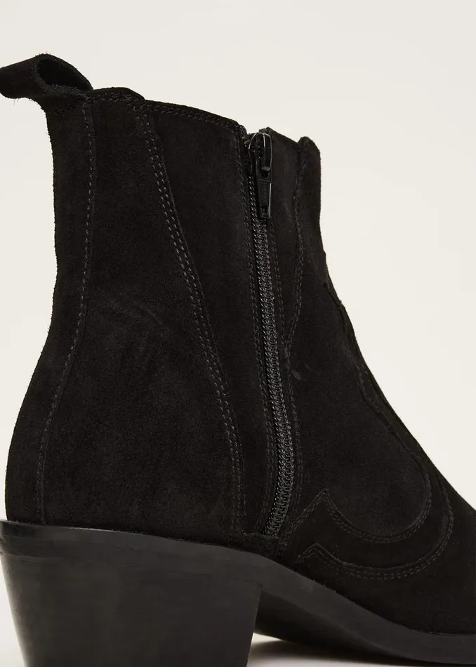 Women Phase Eight Heels Stitch Detail Suede Ankle Boot Black