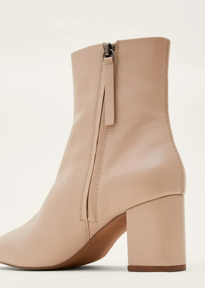 Women Phase Eight Heels Stitched Leather Ankle Boot Winter White