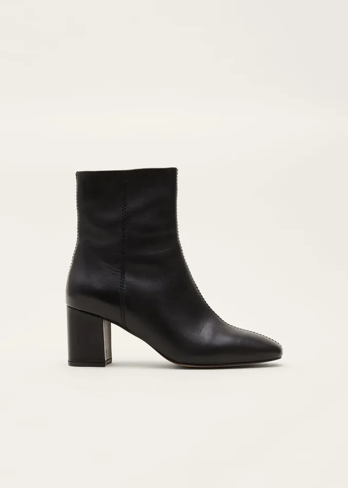 Women Phase Eight Heels Stitched Leather Boot Black