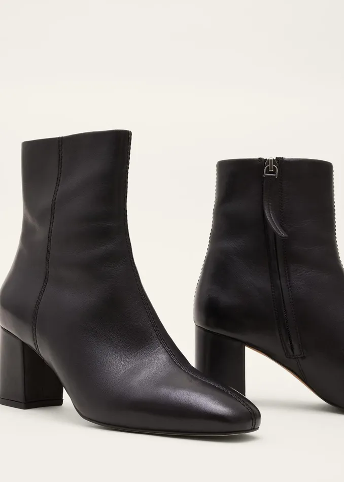 Women Phase Eight Heels Stitched Leather Boot Black