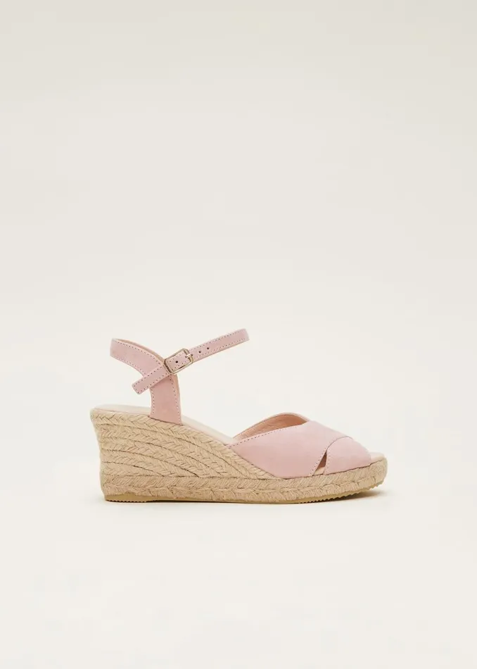 Women Phase Eight Heels Suede Espadrilles Light Pink