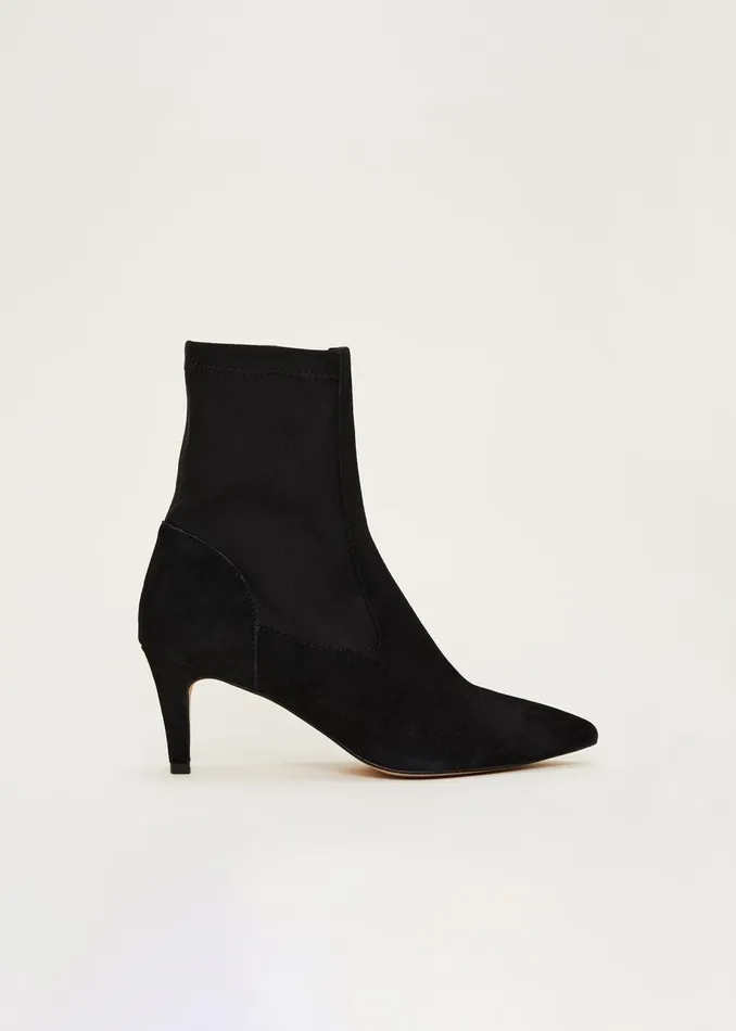 Women Phase Eight Heels Suede Sock Boots Black