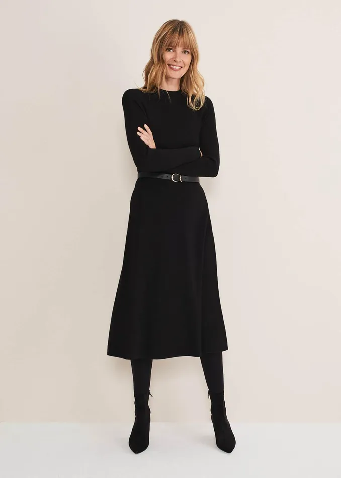 Women Phase Eight Heels Suede Sock Boots Black
