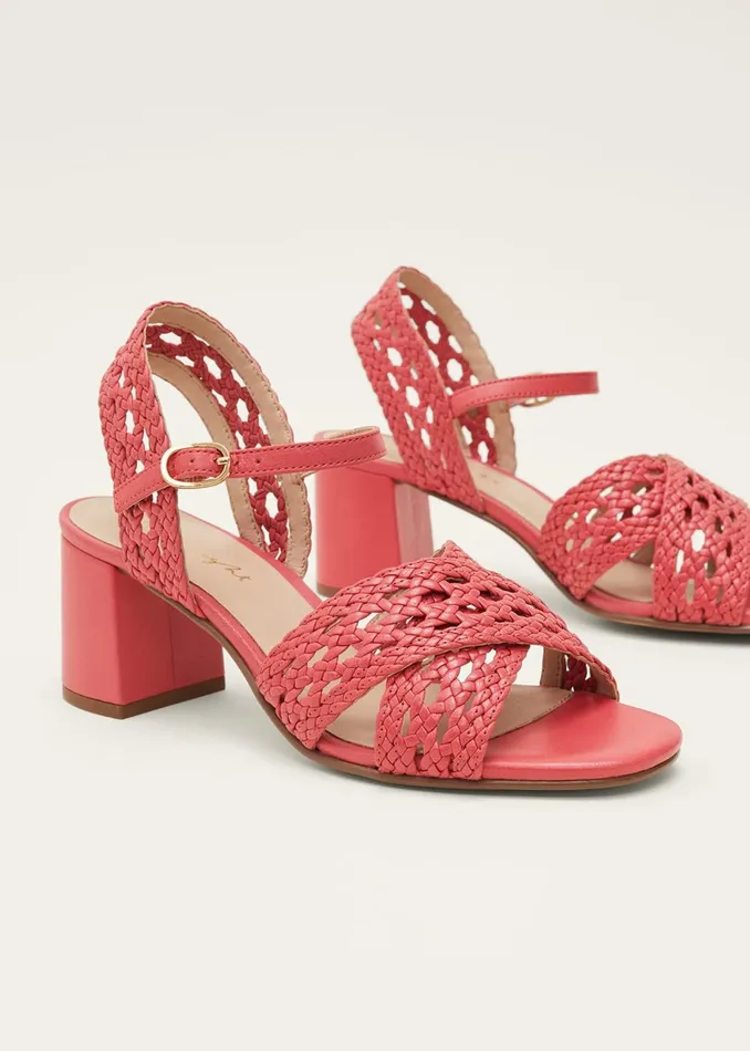 Women Phase Eight Heels Weave Heeled Sandal Coral