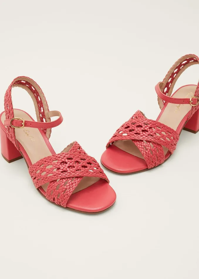 Women Phase Eight Heels Weave Heeled Sandal Coral