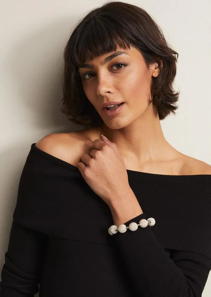 Women Phase Eight Jewellery Beaded Bracelet Silver