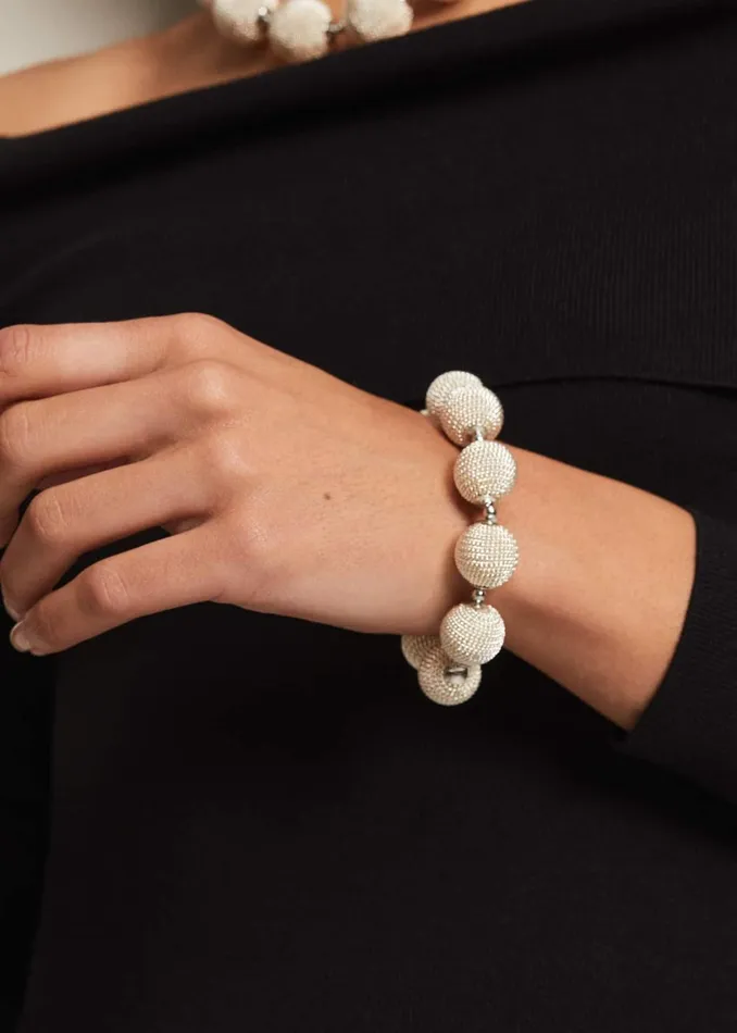 Women Phase Eight Jewellery Beaded Bracelet Silver