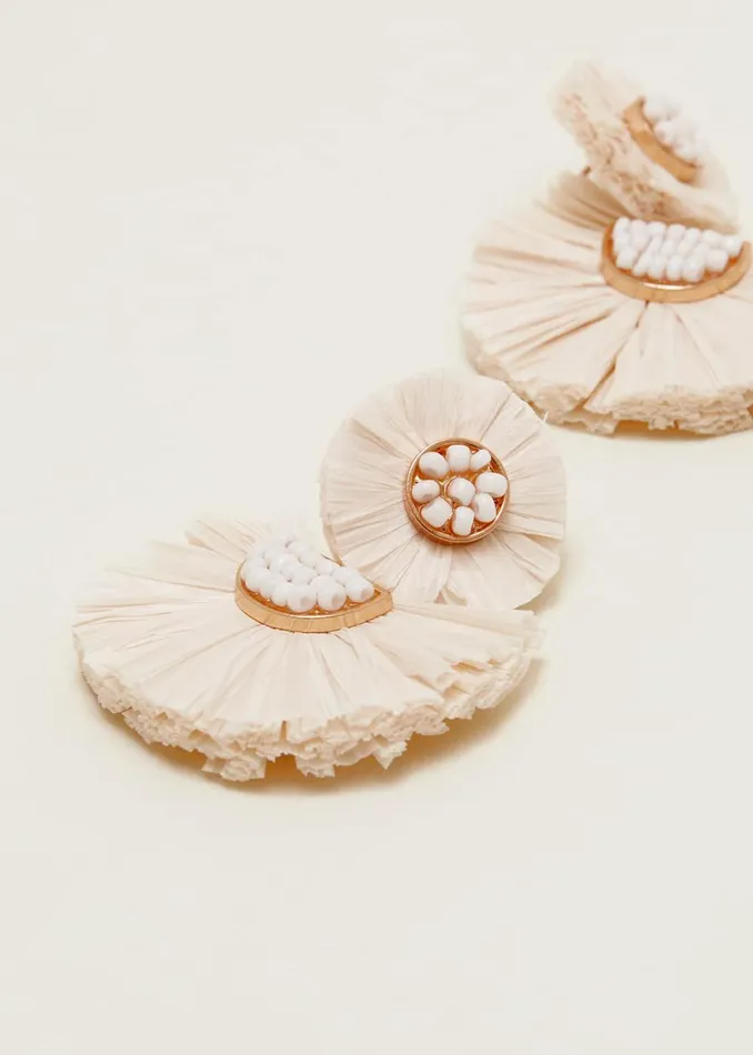 Women Phase Eight Jewellery Beaded Fan Drop Earrings Cream