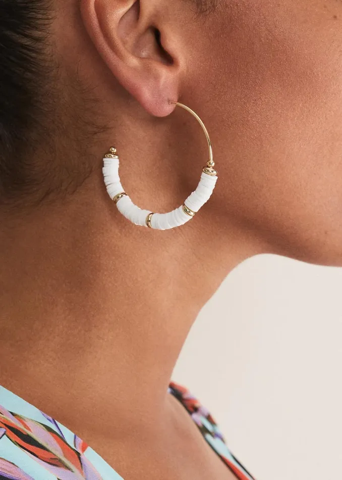 Women Phase Eight Jewellery Beaded Hoop Earrings White