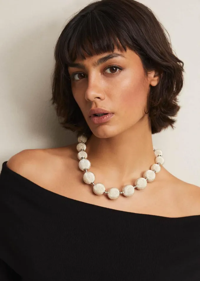 Women Phase Eight Jewellery Beaded Necklace Silver