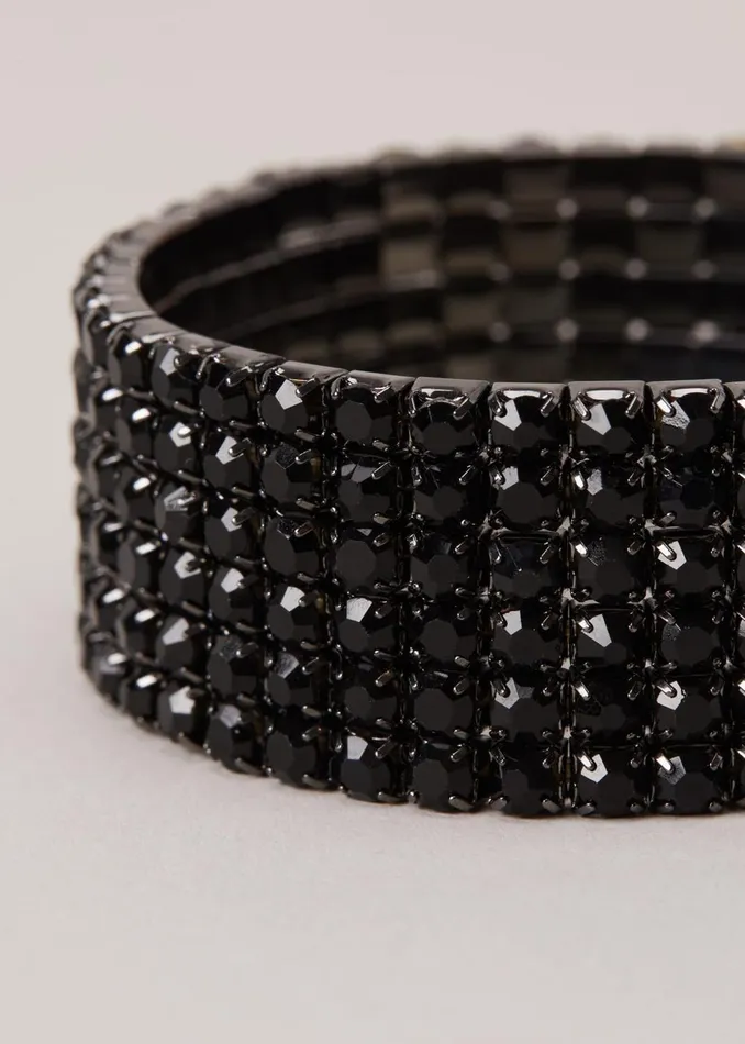 Women Phase Eight Jewellery Black Sparkle Cuff Bracelet Black