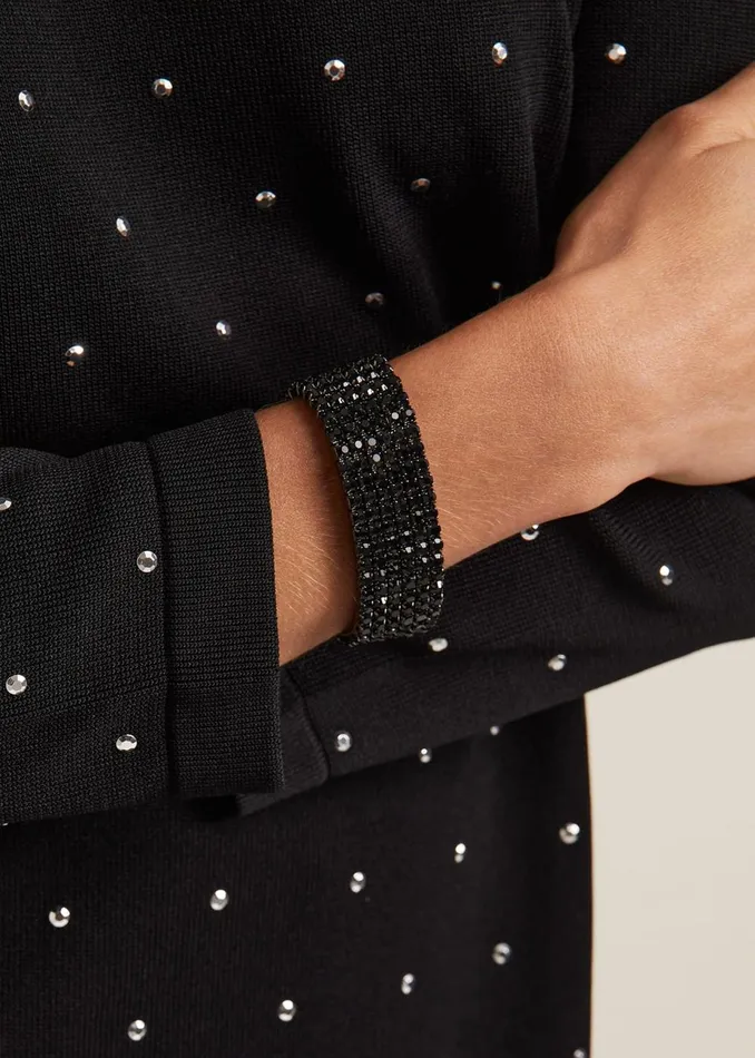 Women Phase Eight Jewellery Black Sparkle Cuff Bracelet Black