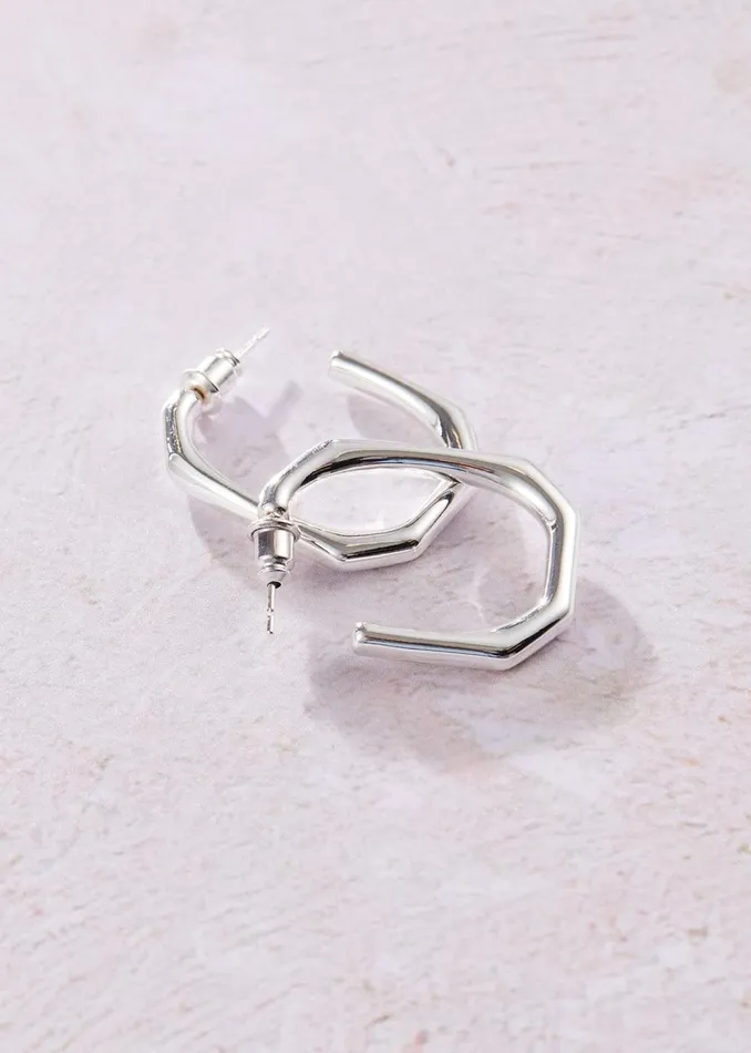Women Phase Eight Jewellery Blakeley Silver Plated Hoop Earrings Silver