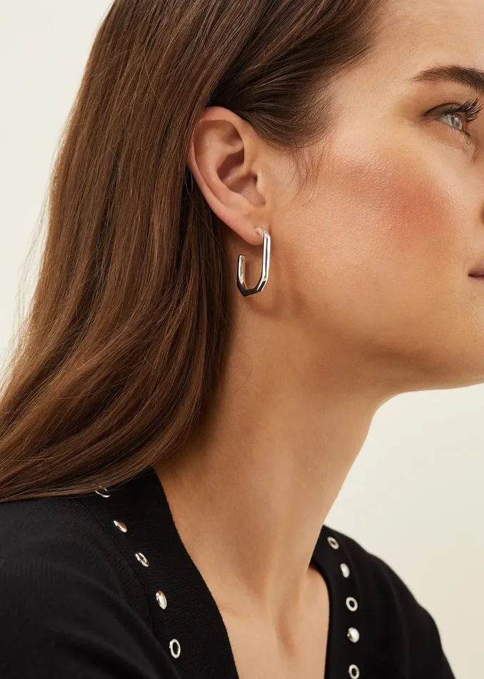 Women Phase Eight Jewellery Blakeley Silver Plated Hoop Earrings Silver