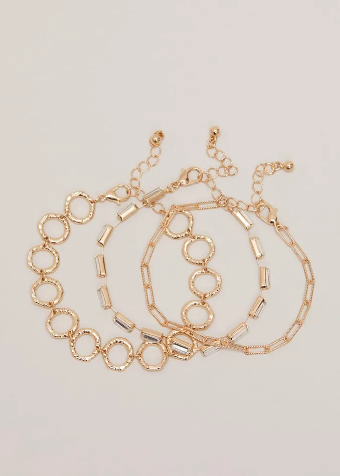 Women Phase Eight Jewellery Circle Chain And Crystal Bracelet Set Gold