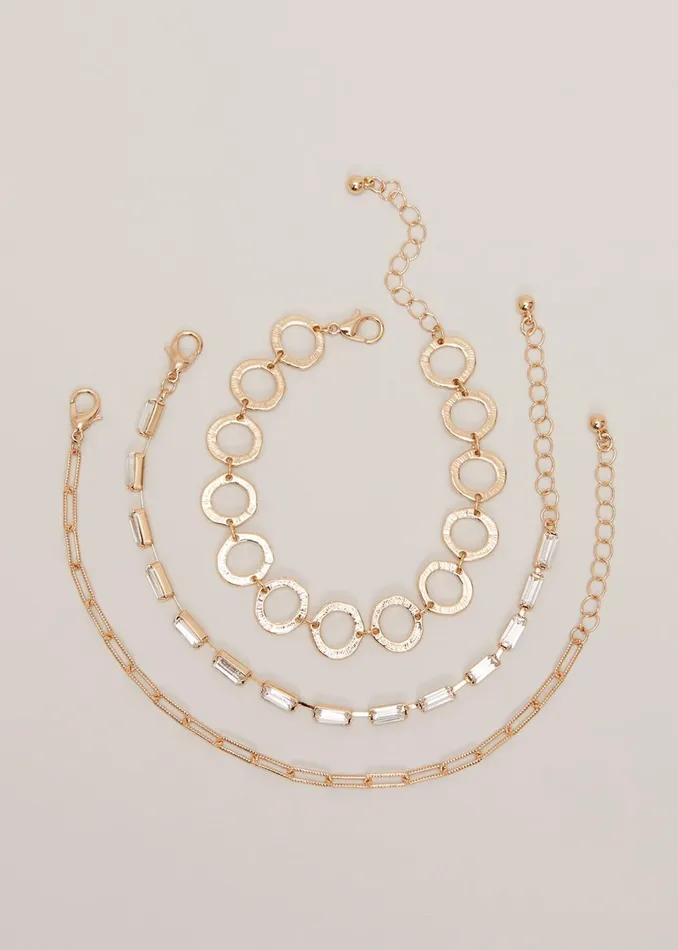 Women Phase Eight Jewellery Circle Chain And Crystal Bracelet Set Gold
