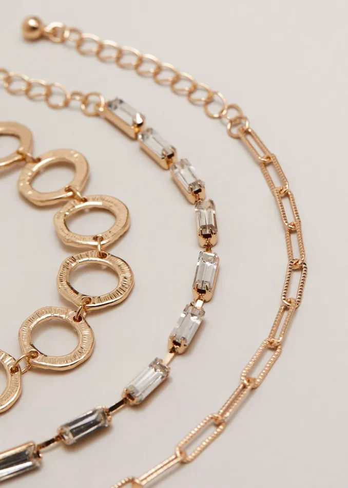 Women Phase Eight Jewellery Circle Chain And Crystal Bracelet Set Gold