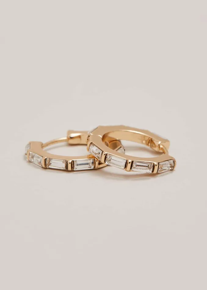 Women Phase Eight Jewellery Crystal Embellished Mini Hoop Gold