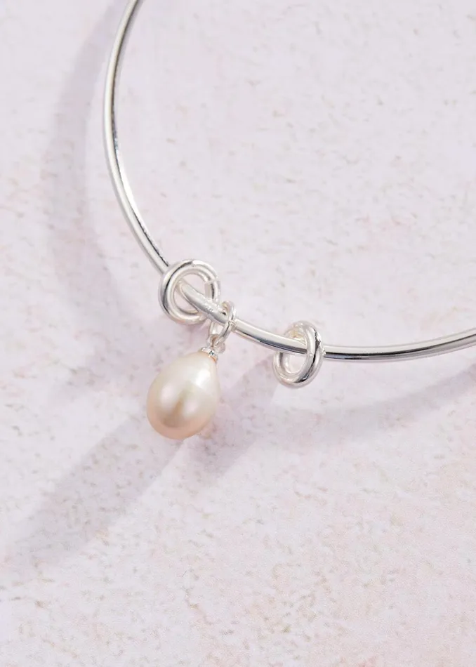 Women Phase Eight Jewellery Divina Silver Plated Pearl Bangle Silver