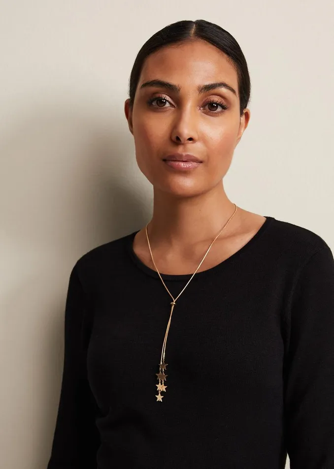 Women Phase Eight Jewellery Gold Star Lariat Necklace Gold