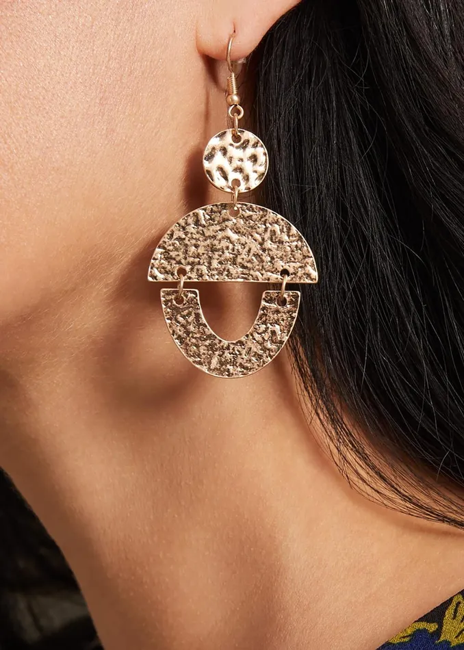 Women Phase Eight Jewellery Gold Textured Drop Earrings Gold