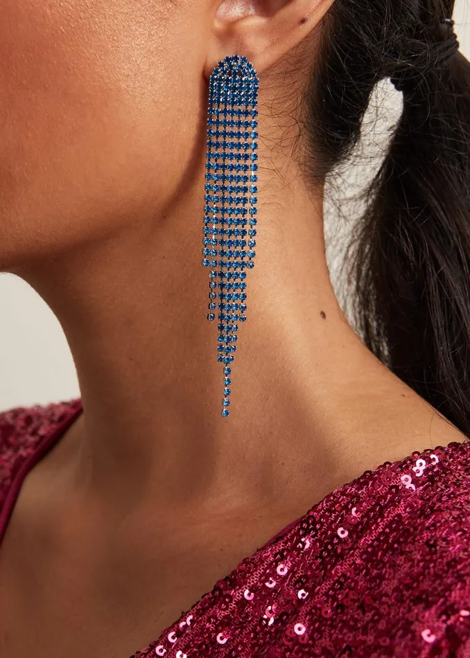 Women Phase Eight Jewellery Graduated Stone Drop Earrings Blue