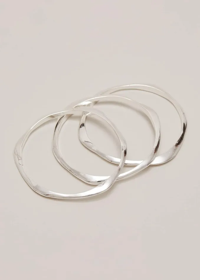 Women Phase Eight Jewellery Irregular Bangle Set Silver