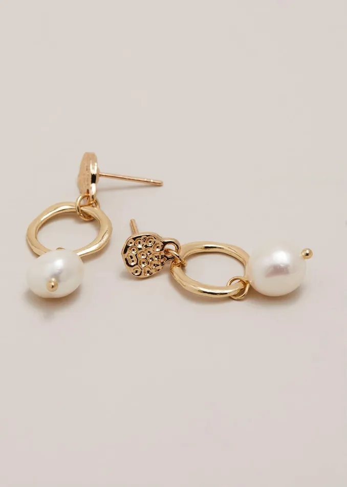 Women Phase Eight Jewellery Mini Pearl Drop Earrings Gold