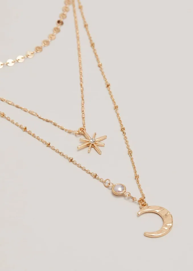 Women Phase Eight Jewellery Moon And Star Layered Necklace Gold