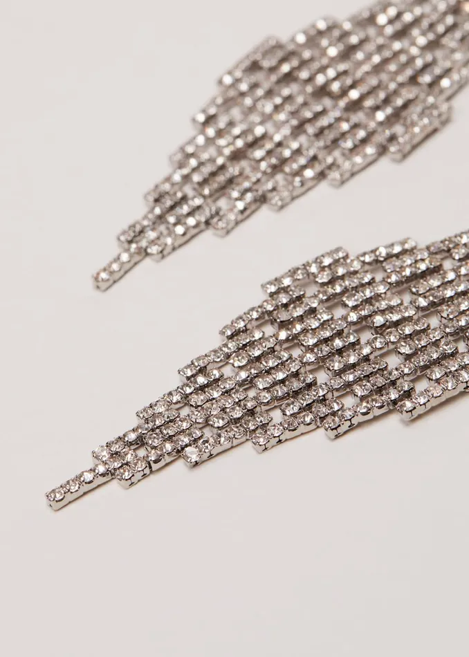 Women Phase Eight Jewellery Oversized Stone Drop Earrings Silver