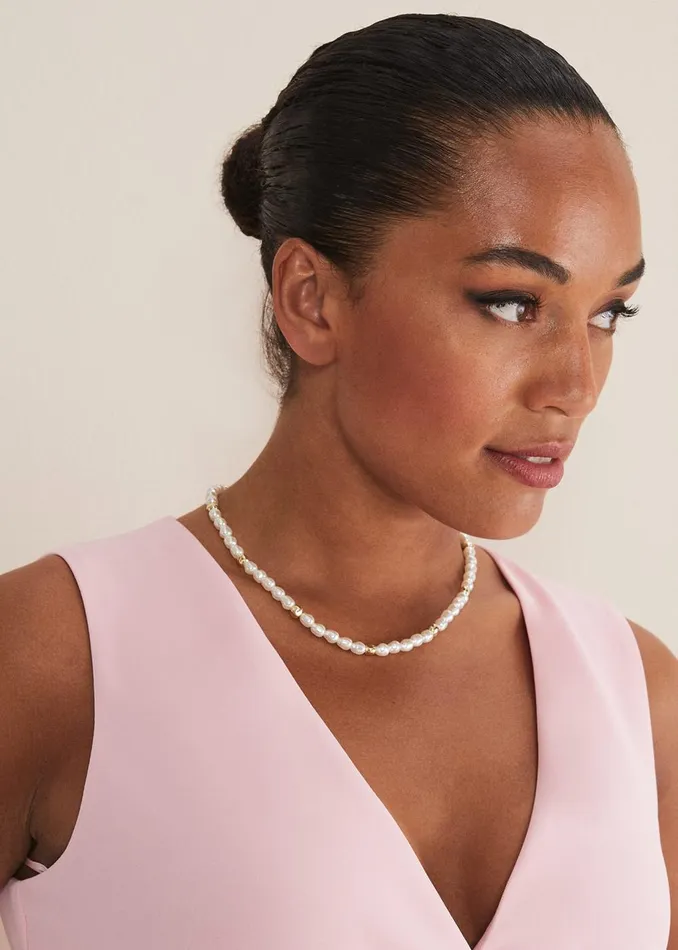 Women Phase Eight Jewellery Pearl And Bead Necklace Gold