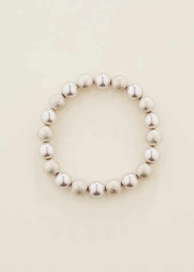 Women Phase Eight Jewellery Pearl And Bead Stretch Bracelet Silver