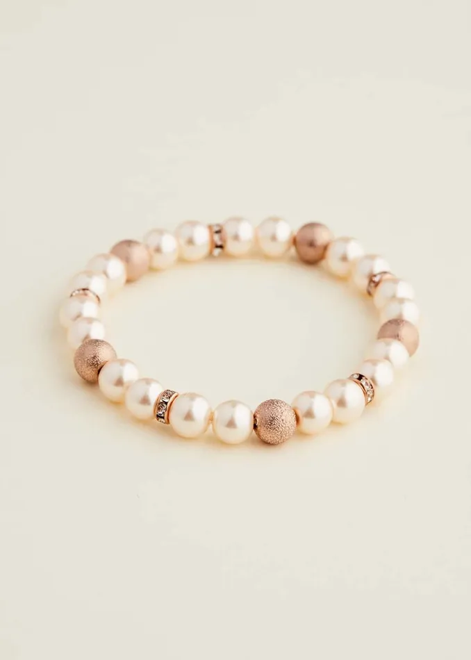 Women Phase Eight Jewellery Pearl And Stone Stretch Bracelet Rose Gold