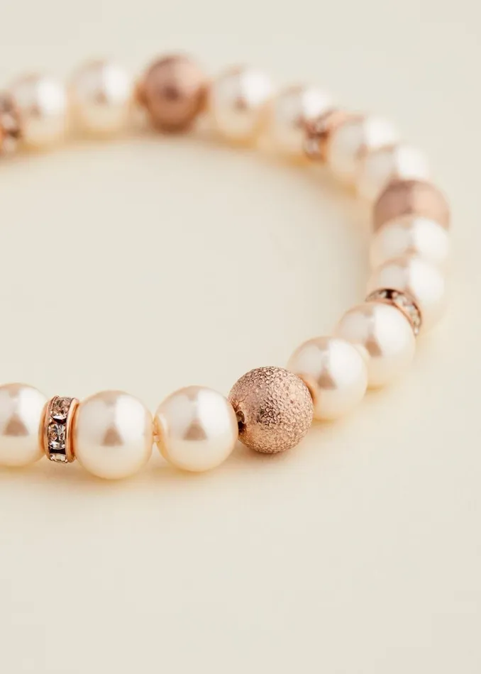 Women Phase Eight Jewellery Pearl And Stone Stretch Bracelet Rose Gold