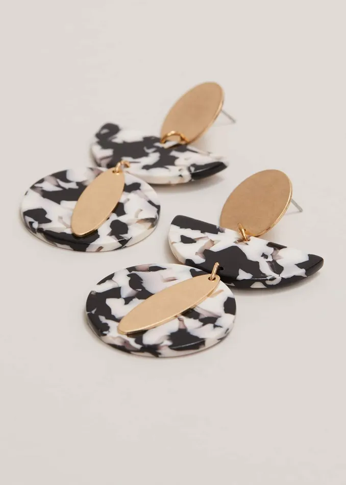 Women Phase Eight Jewellery Resin Shape Drop Earring Blackivory