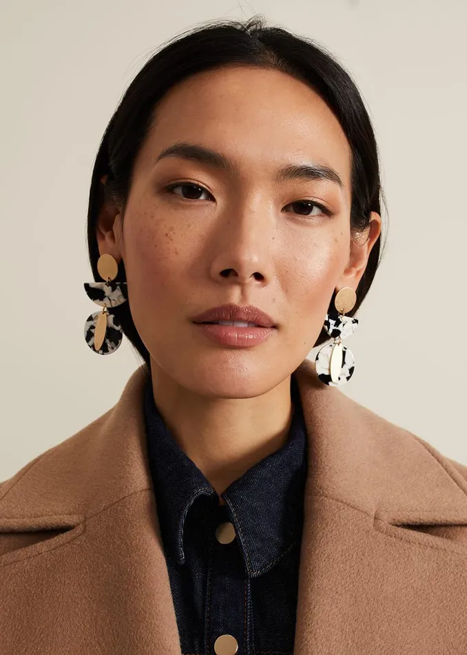 Women Phase Eight Jewellery Resin Shape Drop Earring Blackivory
