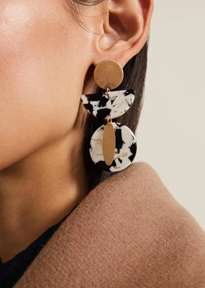 Women Phase Eight Jewellery Resin Shape Drop Earring Blackivory