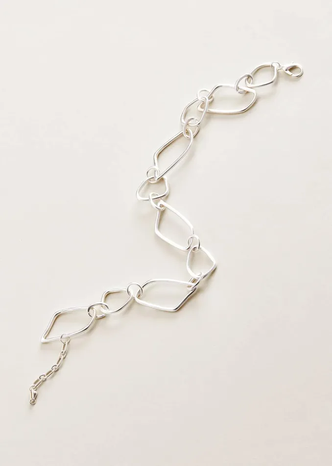 Women Phase Eight Jewellery Ronny Abstract Hoop Chain Necklace Silver