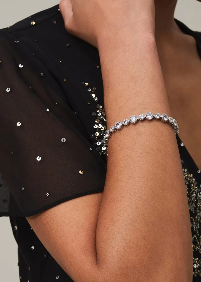 Women Phase Eight Jewellery Silver Beaded Bracelet Silver
