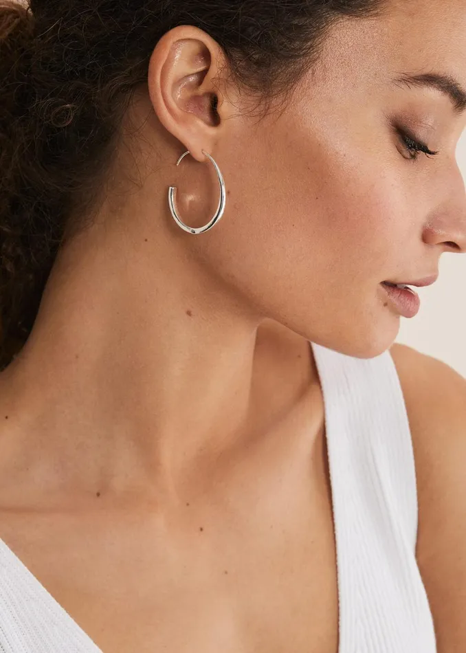 Women Phase Eight Jewellery Silver Hoop Earrings Silver