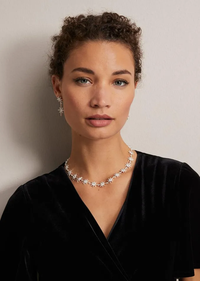 Women Phase Eight Jewellery Silver Plated Star Necklace Silver